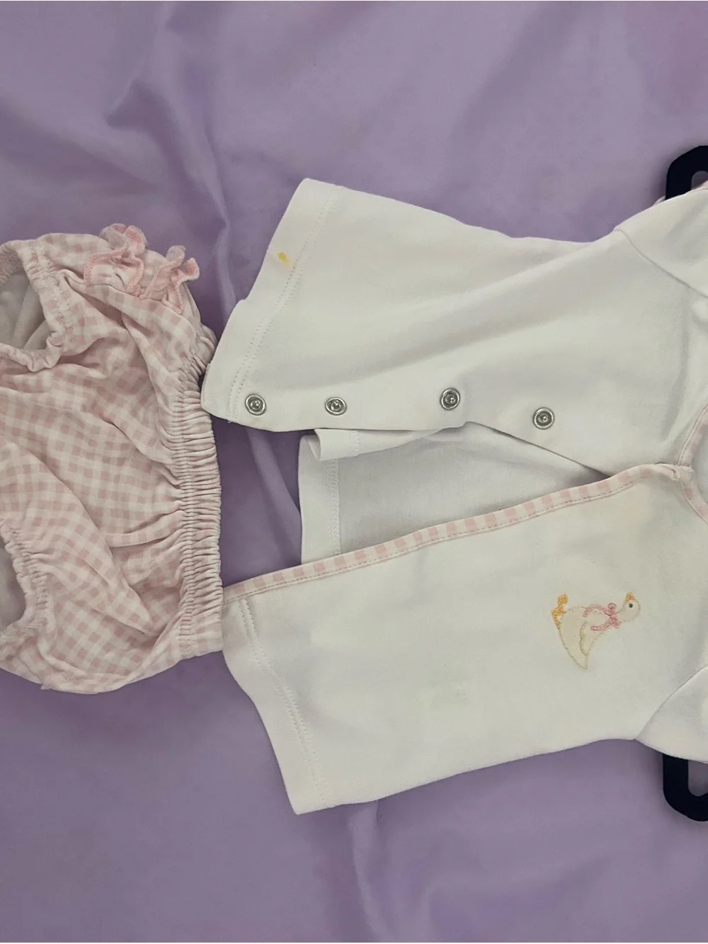 Girls Pink Gingham Bloomer & White Snap Cardigan Set